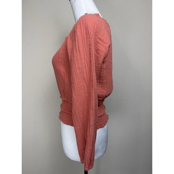 Old Navy Smocked Elastic Waist Top Sz XL 14-16 Long Sleeve CottageCore Peasant - Picture 6 of 12